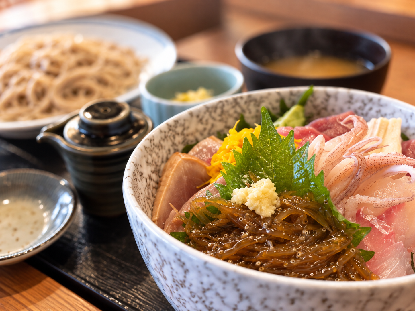 料理の写真をAIで大胆な構図とボケに変えた作例