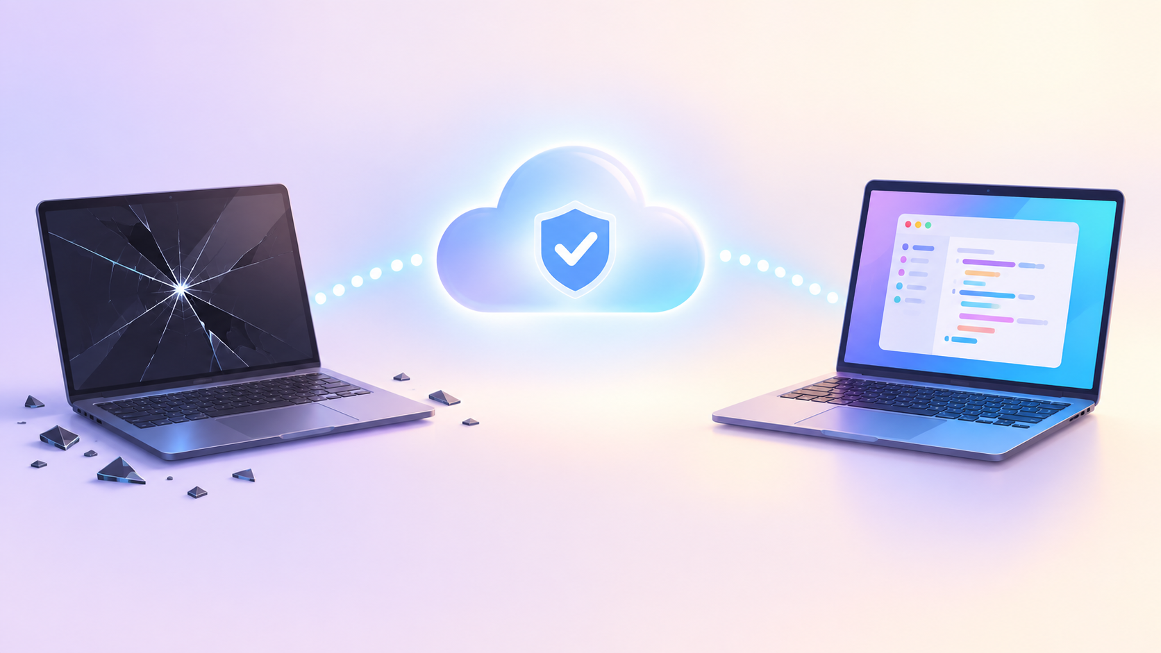 壊れたPCからGitHub経由でアプリを復元するイメージ